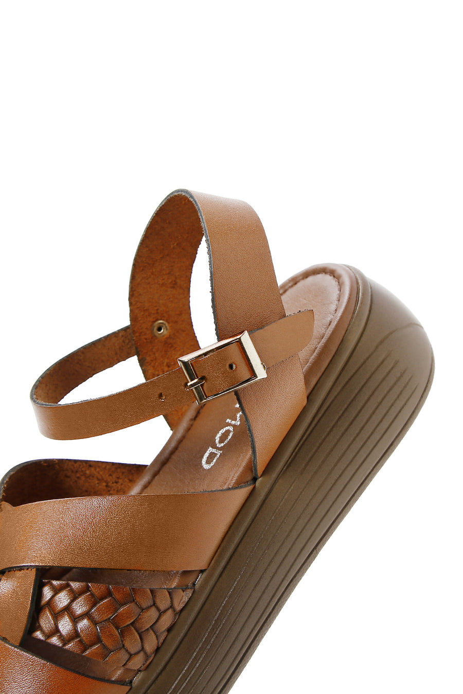 Women's Tan Leather Thick Soled Comfort Sandals