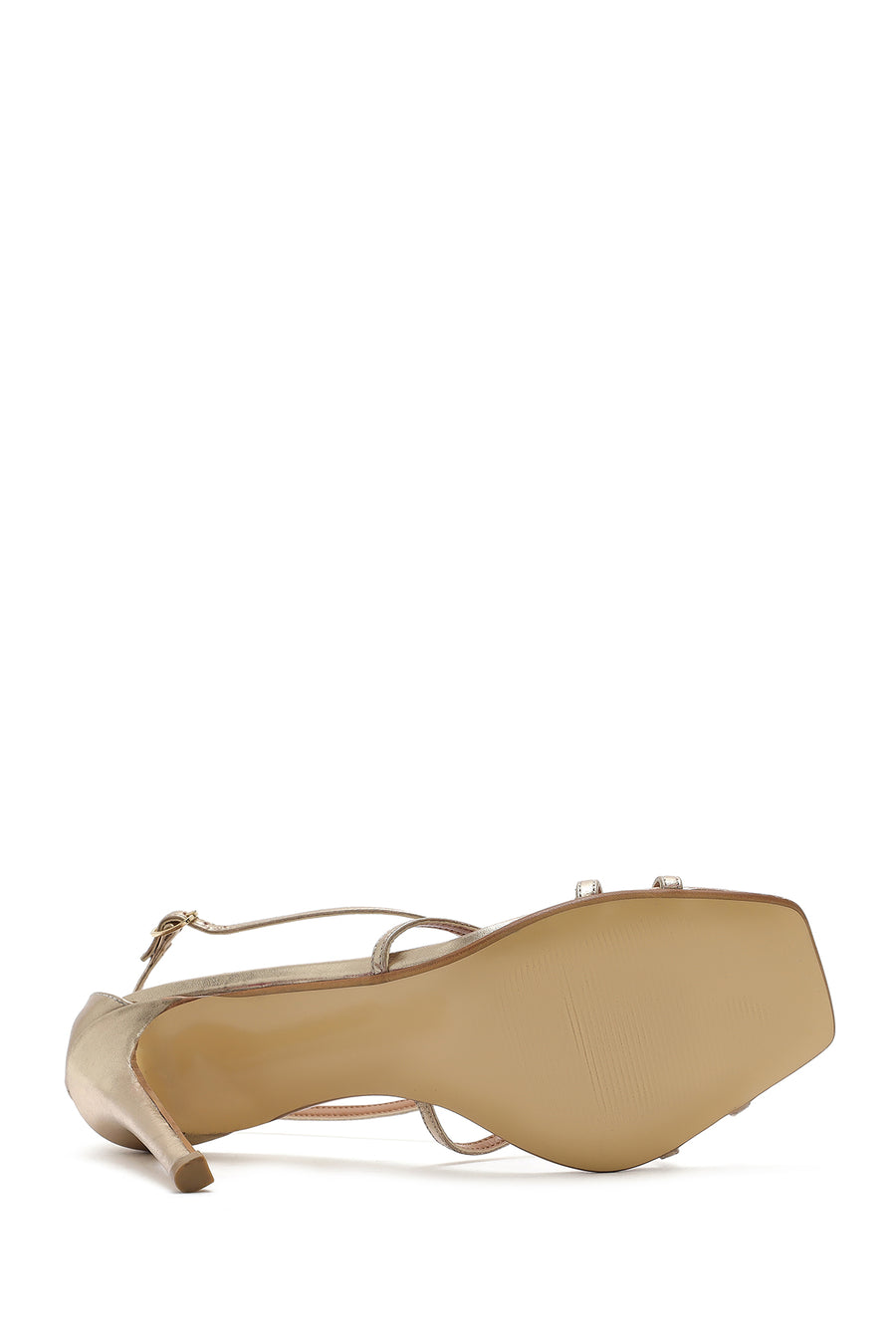Women's Gold Ankle Buckle Thin Heel Metallic Leather Sandals