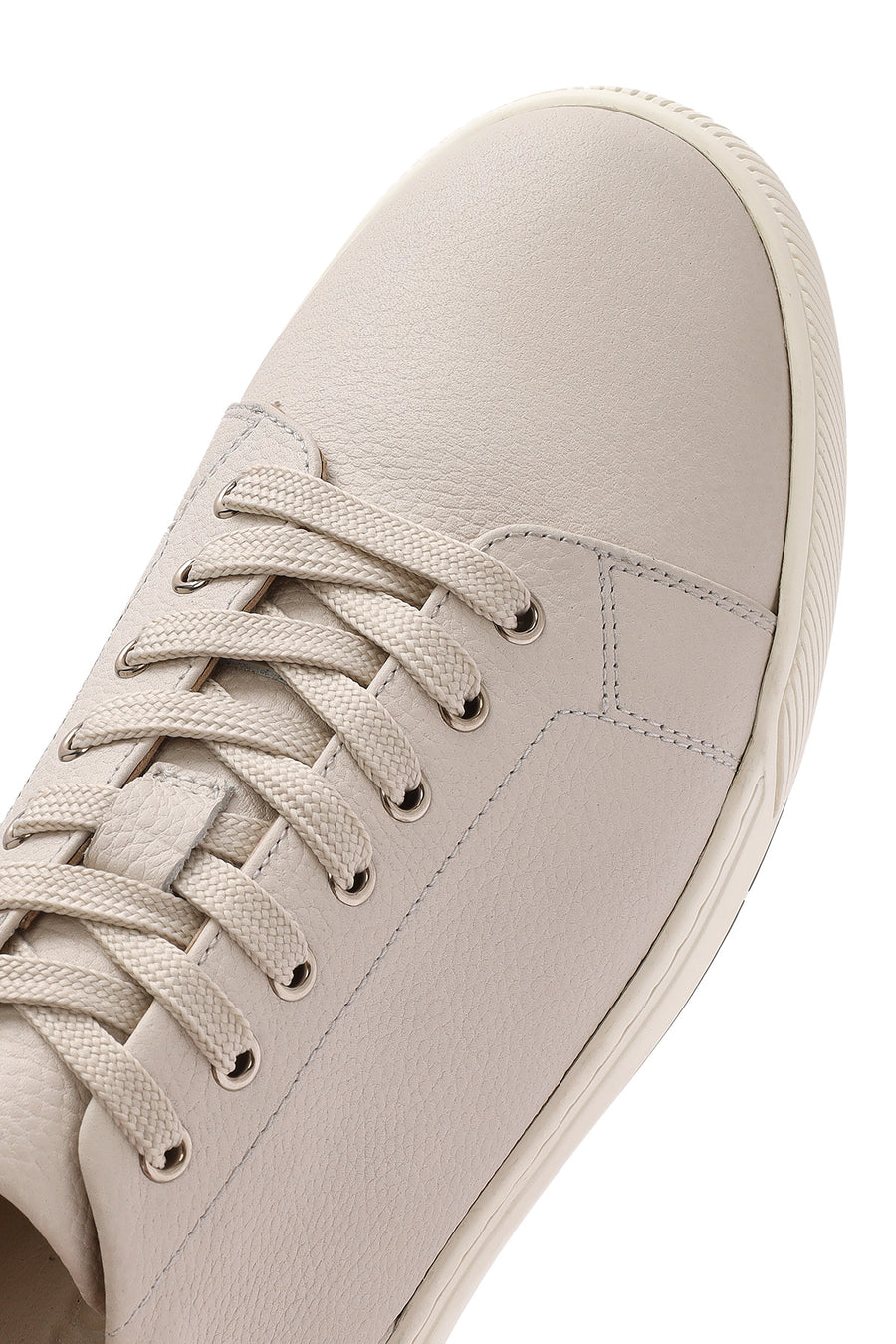 Erkek Beyaz Bağcıklı Deri Sneaker