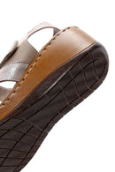 Women's Mink Leather Wedge Heel Comfort Sandals | Derimod