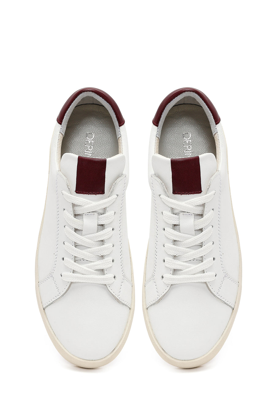 Kadın Beyaz Bağcıklı Deri Sneaker