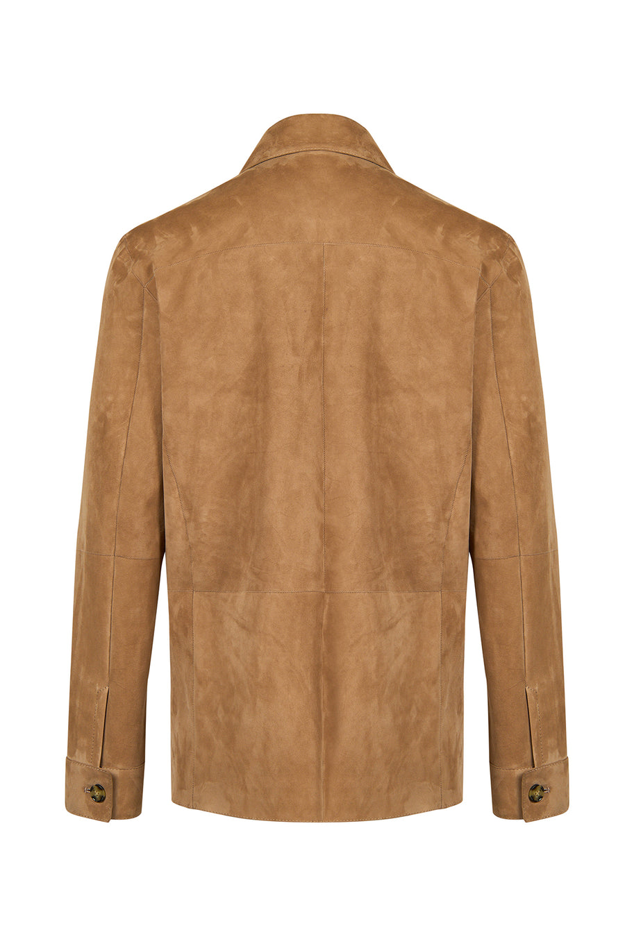 Osimhen Male Beige Suede Leather Shirt Jacket