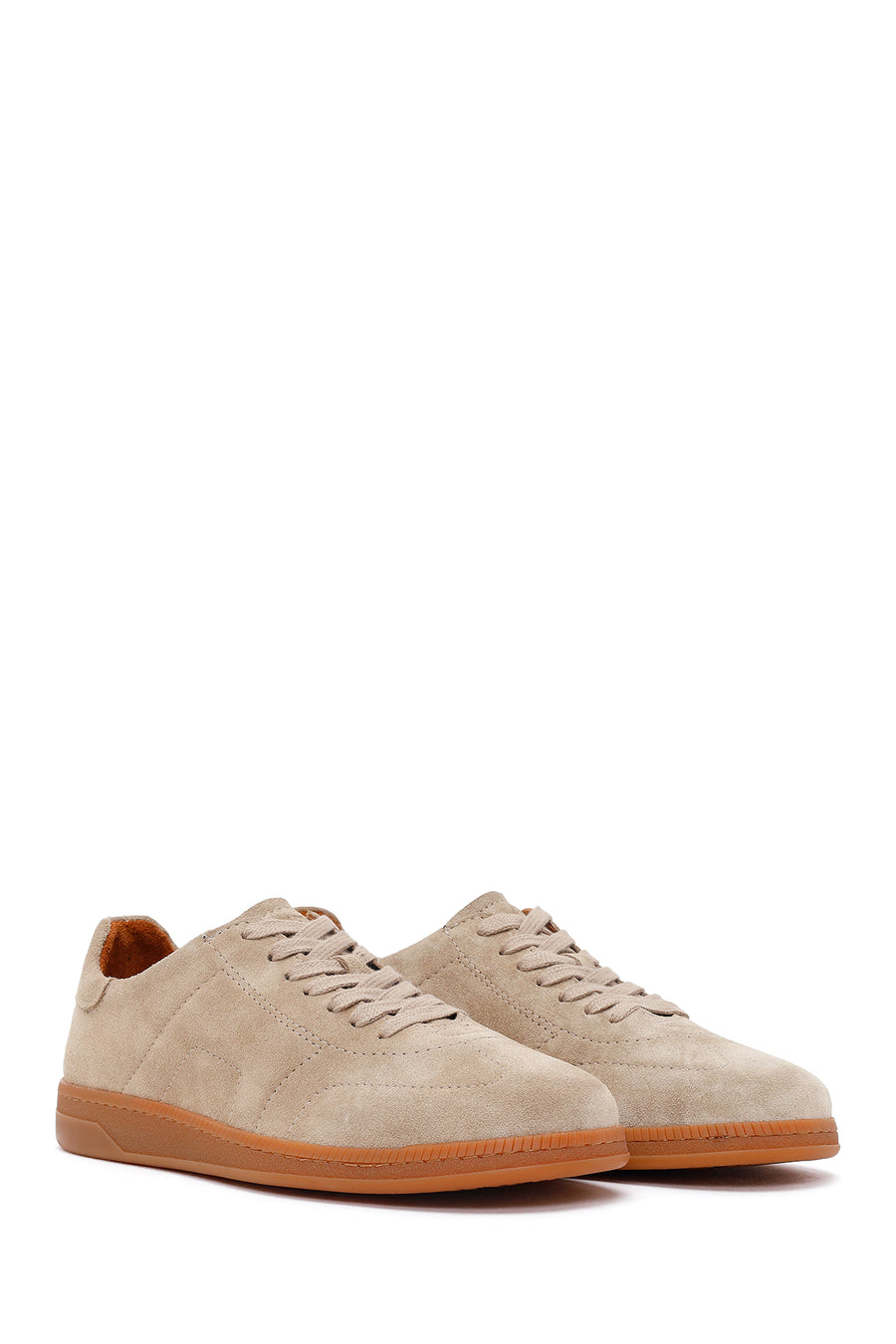 Male Beige Lace-up Suede Leather Sneaker