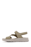 Women's Green Leather Comfort Sandals | Derimod