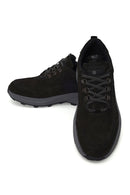 Male Black Lace-Up Thick-Soled Nubuck Leather Casual Sneaker | Derimod