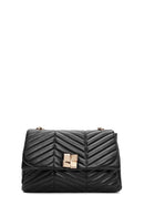 Women's Black Long Strap Quilted Patterned Shoulder Bag | Derimod
