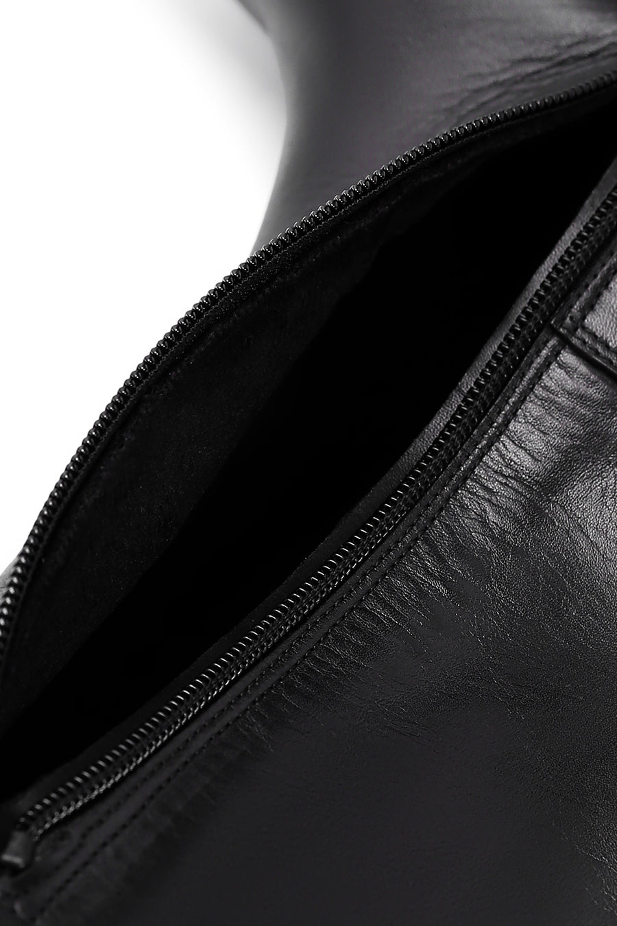 Women's Black Zippered Leather Boots