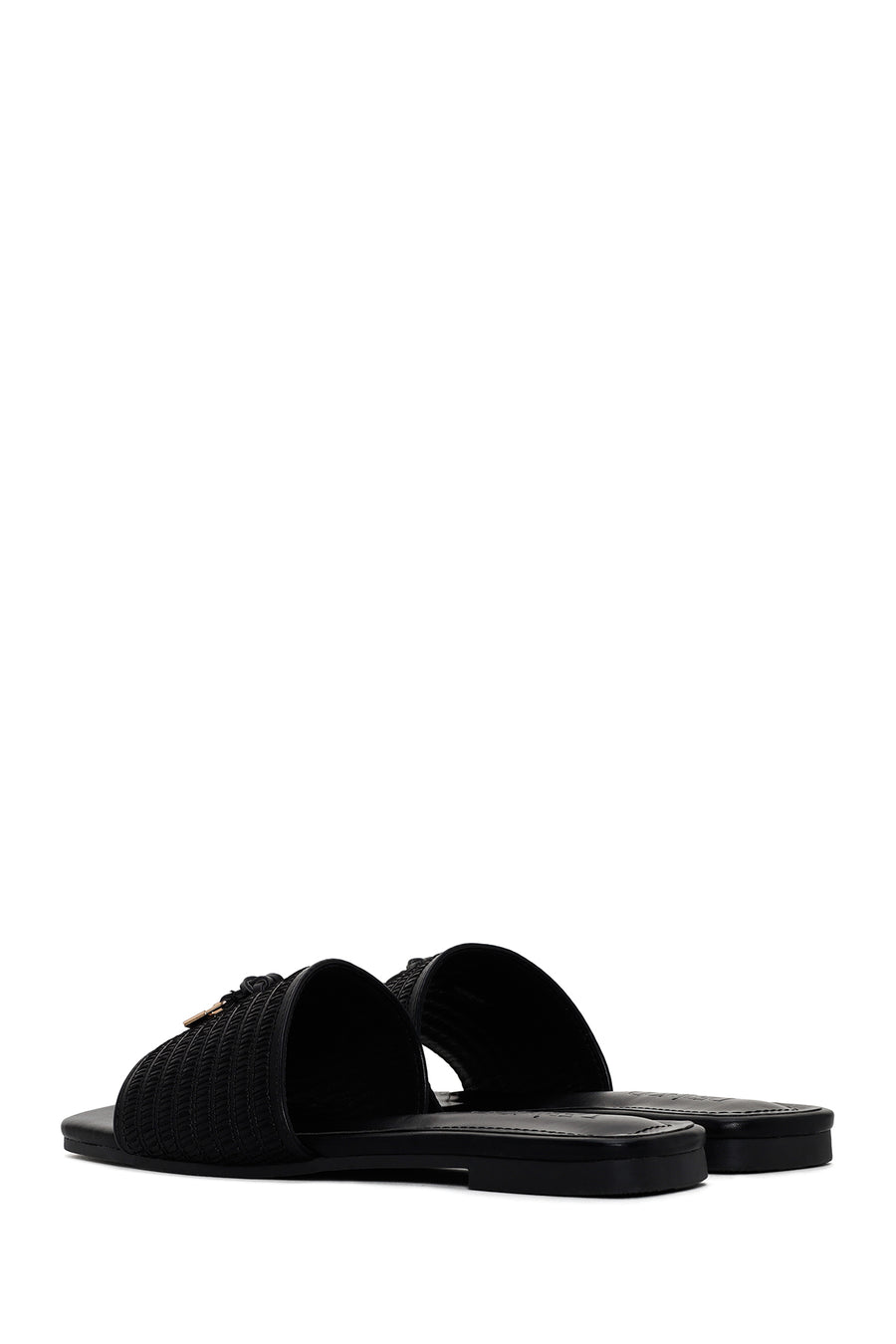Women's Black Patterned Slippers