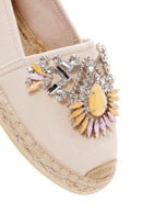 Women's Beige Stoned Leather Espadrilles | Derimod