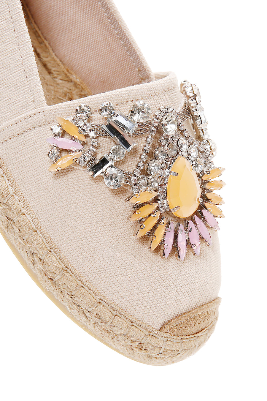 Women's Beige Stoned Leather Espadrilles
