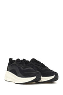 Derimod Zero Woman Black Lace-Up Thick-Soled Fabric Sneakers | Derimod