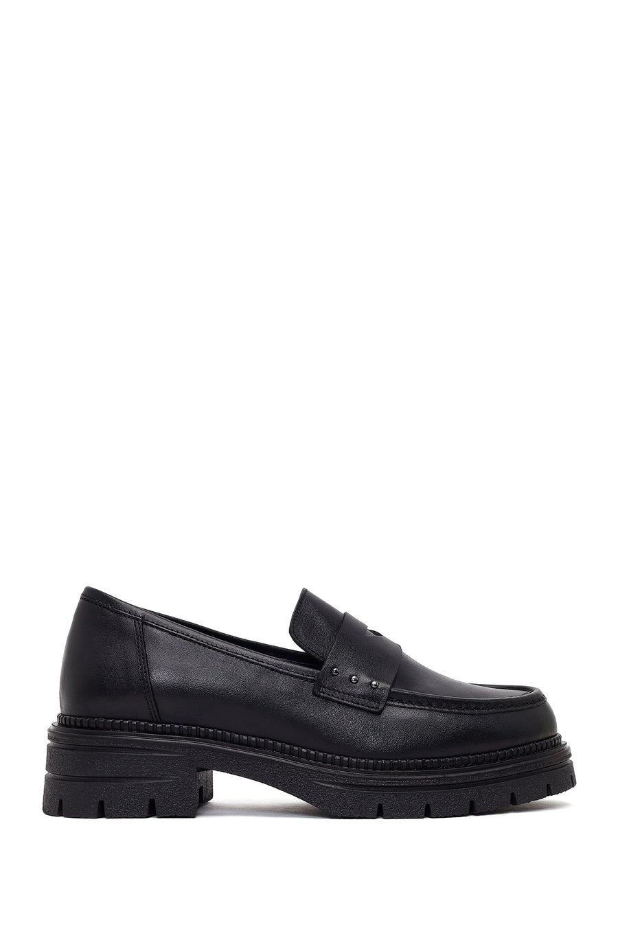 Kadın Siyah Kalın Tabanlı Deri Maskülen Loafer AF190053DV | Derimod