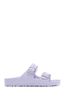 Birkenstock Women's Purple Leather Double Buckle Arizona Eva Flat Slippers | Derimod