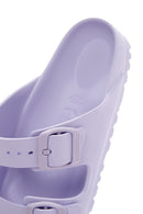 Birkenstock Women's Purple Leather Double Buckle Arizona Eva Flat Slippers | Derimod