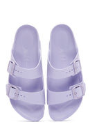 Birkenstock Women's Purple Leather Double Buckle Arizona Eva Flat Slippers | Derimod