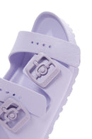 Birkenstock Women's Purple Leather Double Buckle Arizona Eva Flat Slippers | Derimod