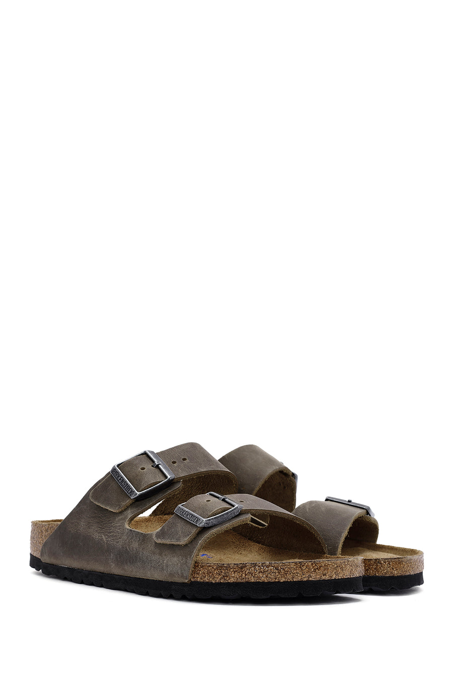 Birkenstock Men's Khaki Arizona Double Buckle Nubuck Leather Slippers