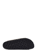 Birkenstock Men's Khaki Arizona Double Buckle Nubuck Leather Slippers | Derimod