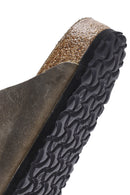 Birkenstock Men's Khaki Arizona Double Buckle Nubuck Leather Slippers | Derimod