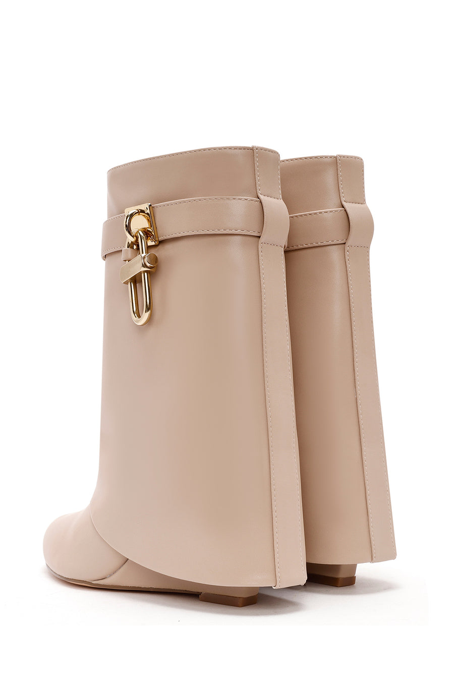 Women's Beige Wedge Heel Boots