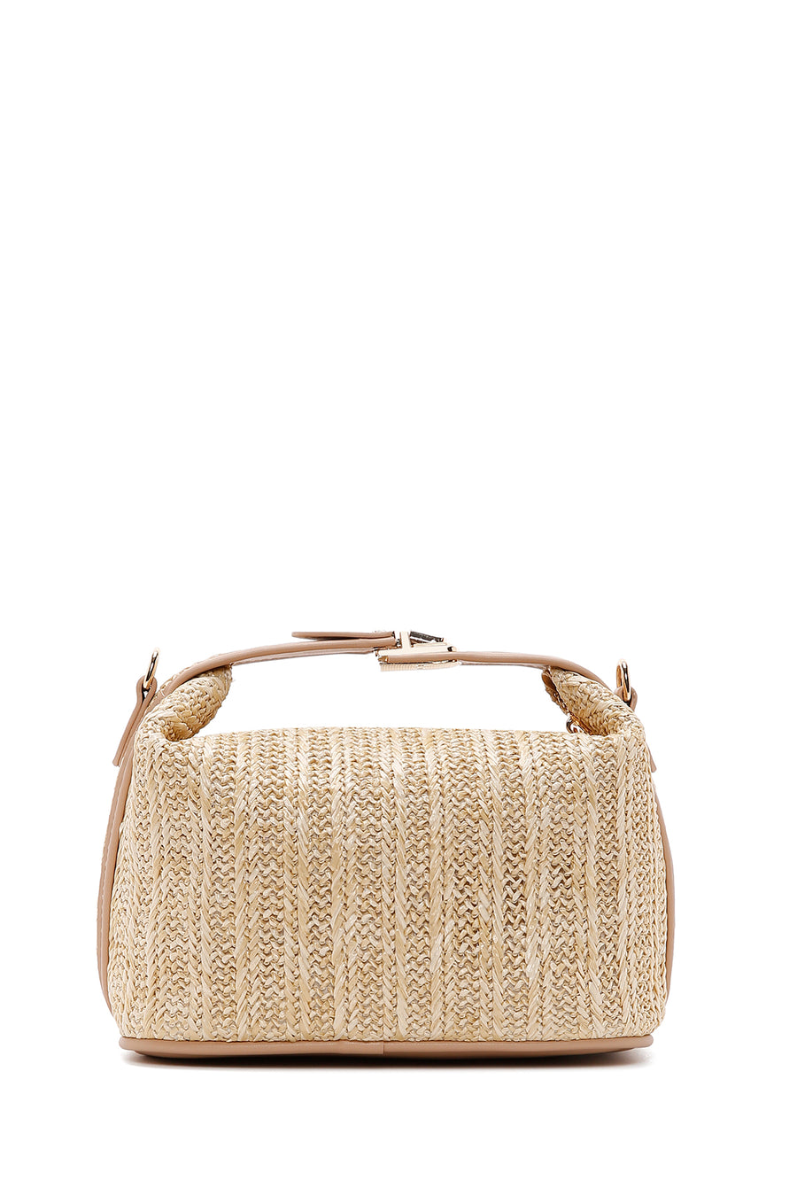 Women's Beige Long Straw Mini Handbag