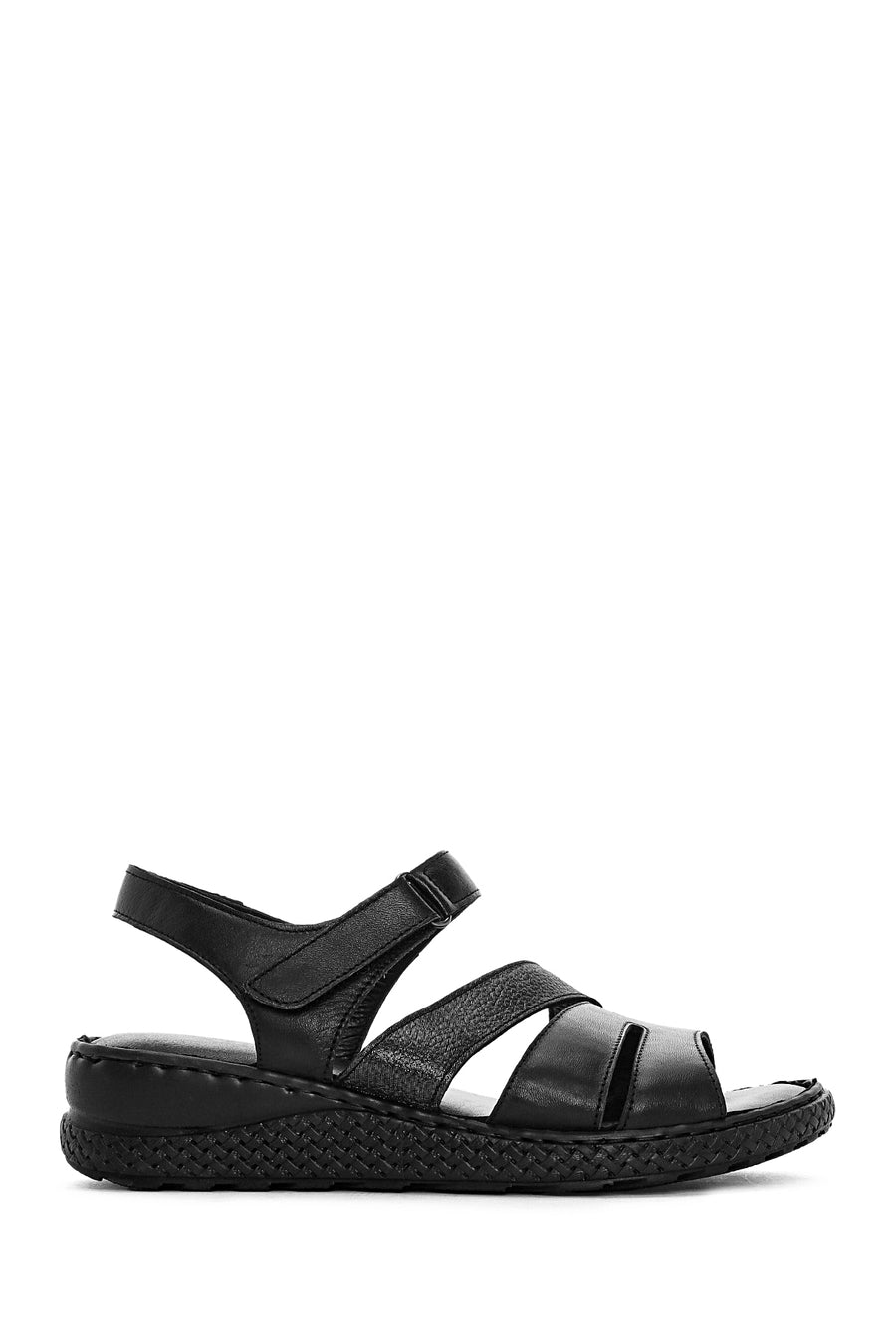 Women's Black Ankle Strap Chunky Sole Leather Comfort Sandals 26SFD320914 | Derimod