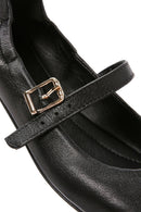 Women's Black Banded Leather Ballerinas | Derimod