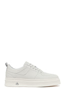 Erkek Beyaz Bağcıklı Kalın Tabanlı Deri Sneaker | Derimod