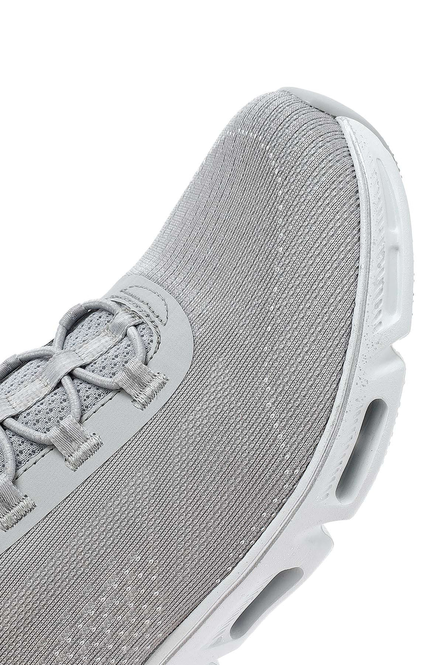 Skechers Women's Grey Glide Step Gratify Lace-Up Fabric Sneakers