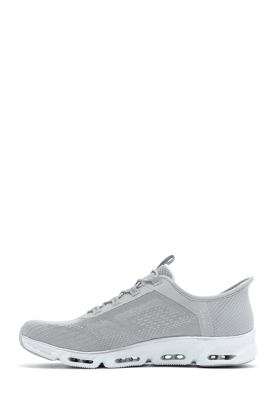 Skechers Women's Grey Glide Step Gratify Lace-Up Fabric Sneakers