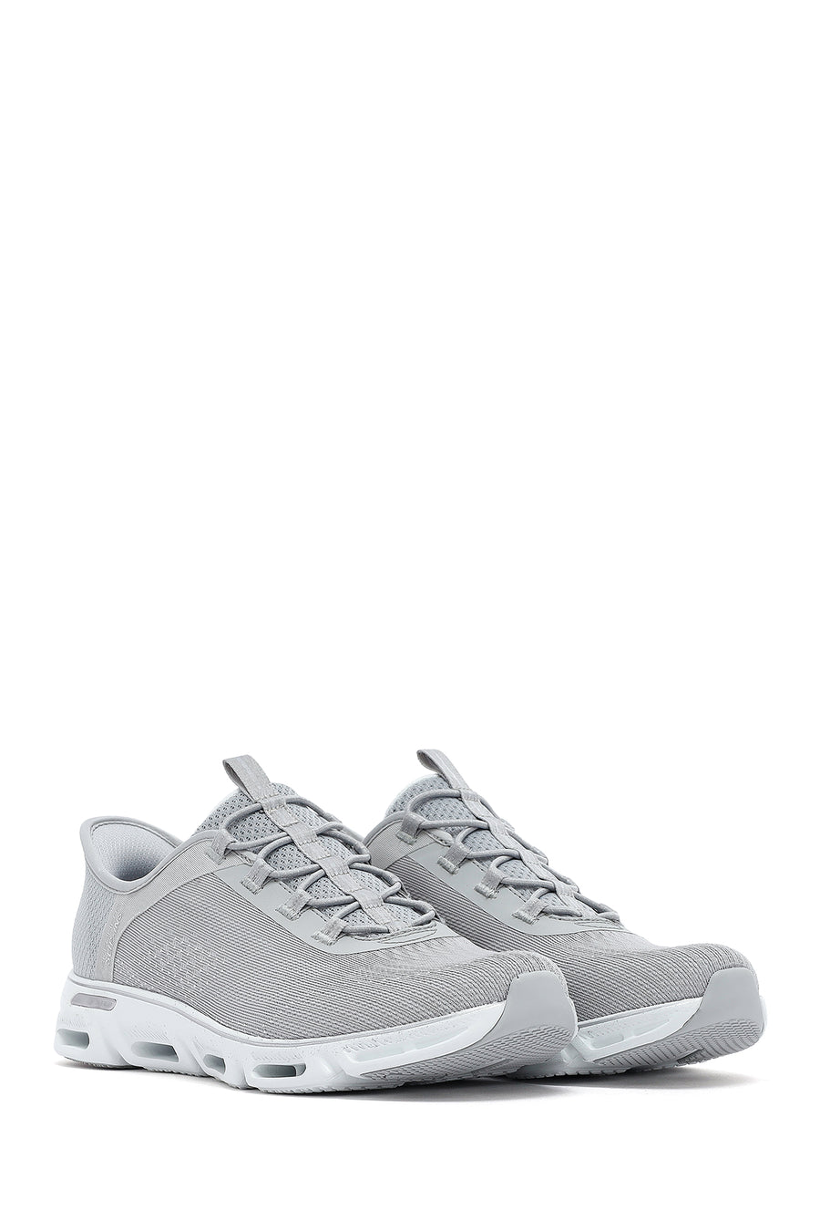 Skechers Women's Grey Glide Step Gratify Lace-Up Fabric Sneakers