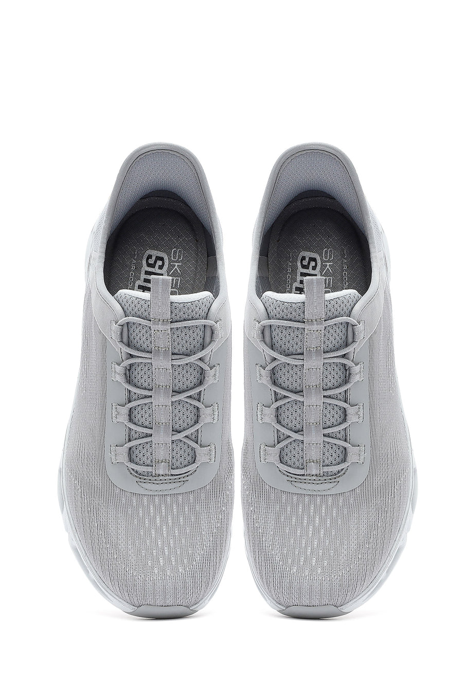 Skechers Women's Grey Glide Step Gratify Lace-Up Fabric Sneakers