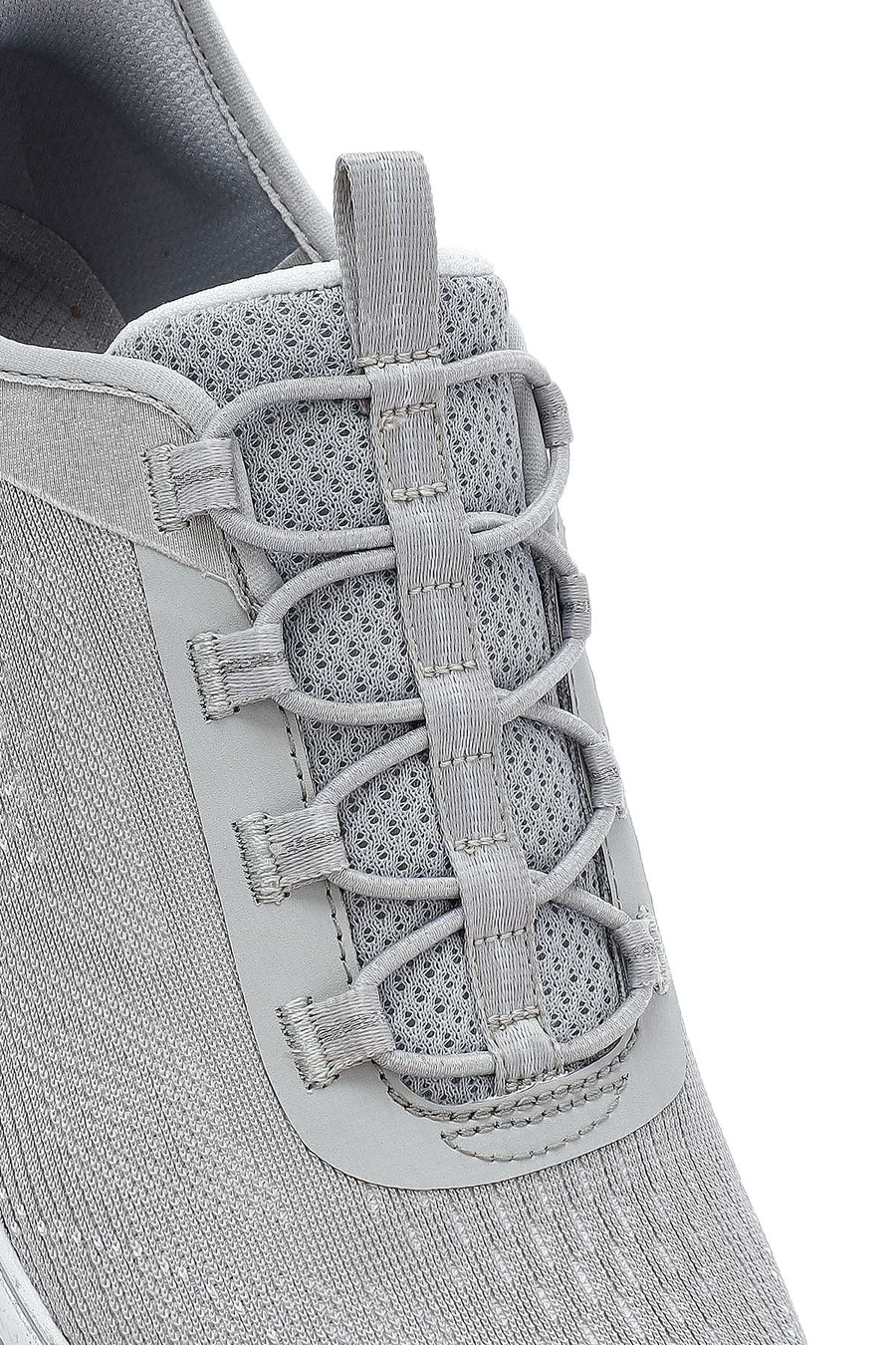 Skechers Women's Grey Glide Step Gratify Lace-Up Fabric Sneakers