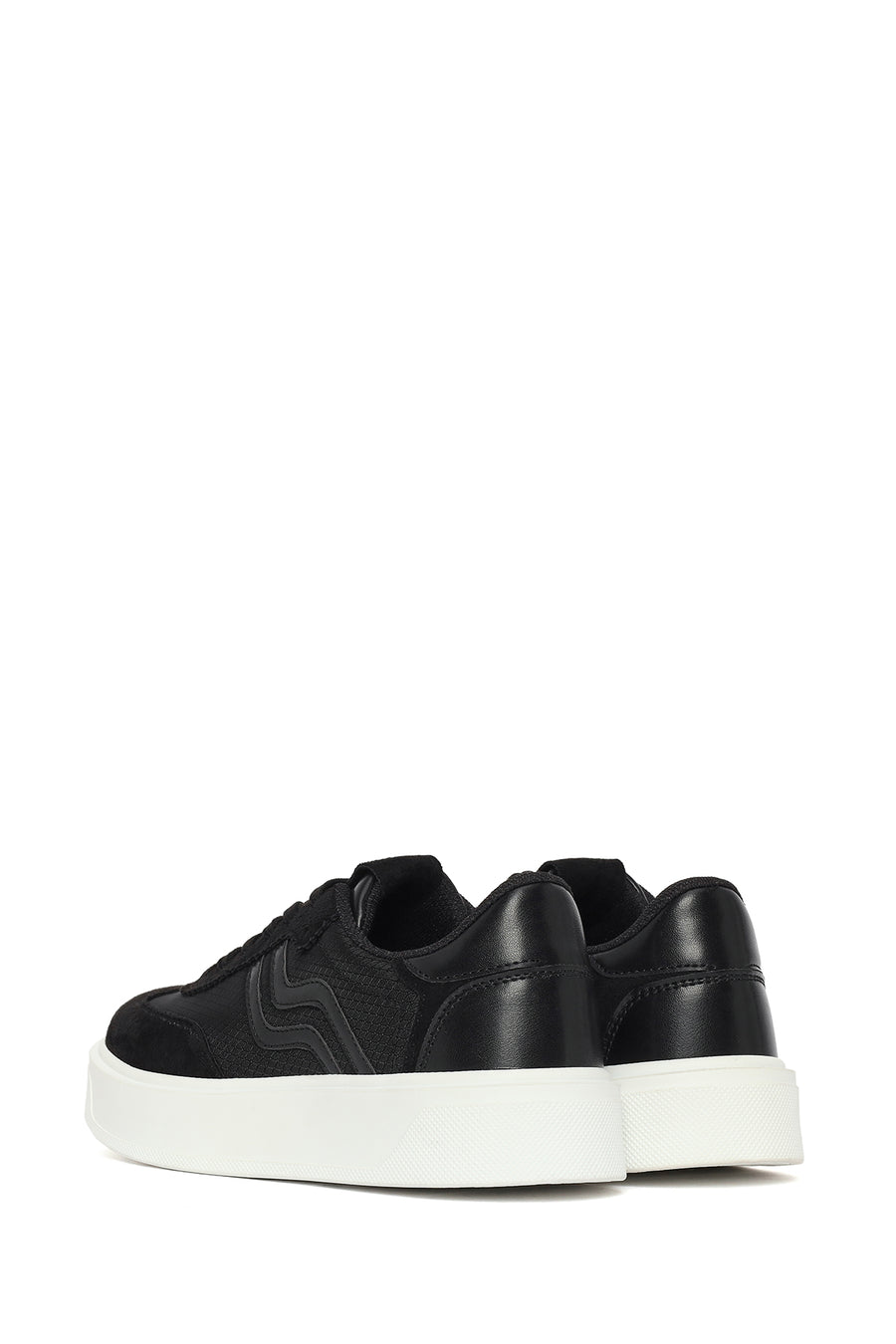 Woman Black Lace-Up Sneakers
