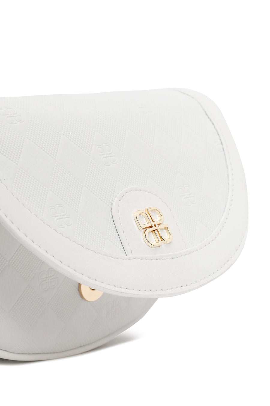 Woman White Long-Strap Printed Mini Crossbody Bag