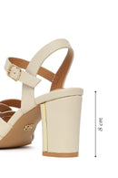 Woman Cream Ankle-Buckle Chunky-Heel Sandals | Derimod