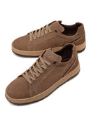 Erkek Vizon Bağcıklı Kalın Tabanlı Süet Deri Sneaker | Derimod