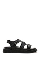 Women's Black Leather Comfort Sandals | Derimod