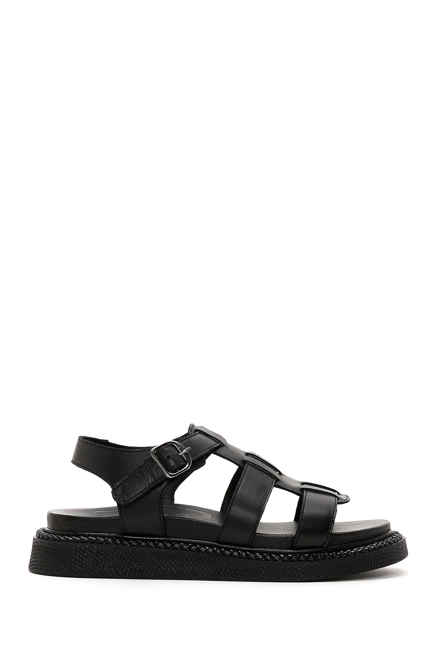 Women's Black Leather Comfort Sandals 23SFD300218 | Derimod