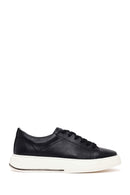 Erkek Siyah Bağcıklı Deri Sneaker | Derimod
