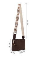 Woman Brown Long-Strap Printed Crossbody Bag | Derimod