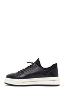 Erkek Siyah Bağcıklı Kalın Tabanlı Deri Sneaker | Derimod