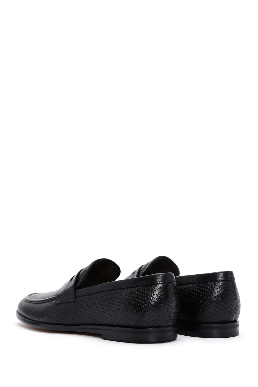 Men's Black Leather Printed Classic Loafer