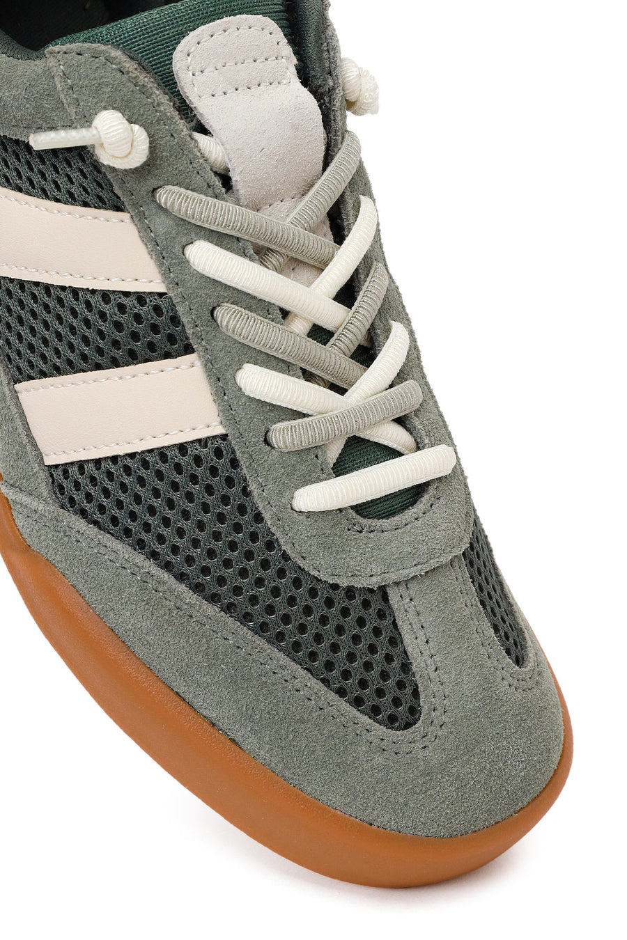 Kadın Yeşil Bağcıklı Deri Sneaker