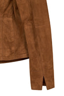 Lara Woman Camel Short Suede Leather Jacket | Derimod