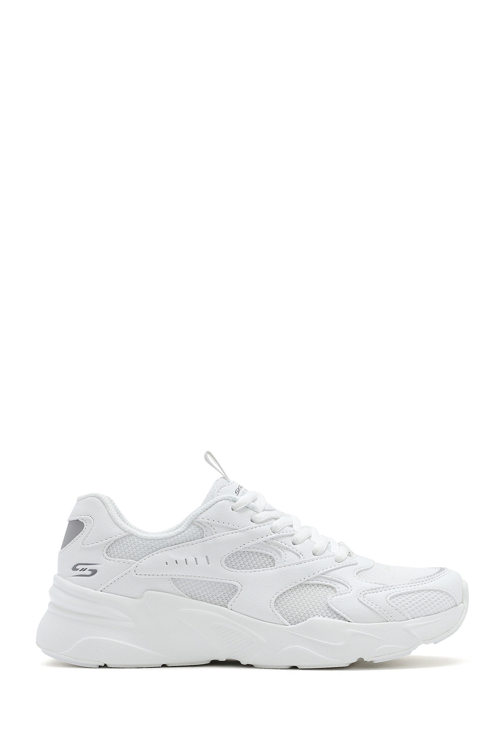 Skechers Kadın Beyaz Bobs Bamina Bağcıklı Kalın Tabanlı Kumaş Sneaker