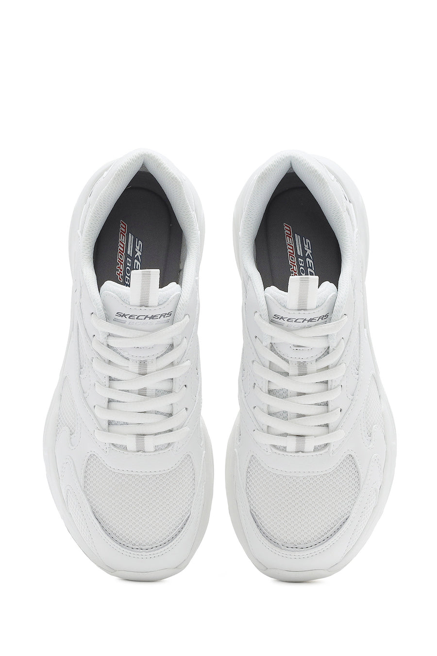 Skechers Kadın Beyaz Bobs Bamina Bağcıklı Kalın Tabanlı Kumaş Sneaker