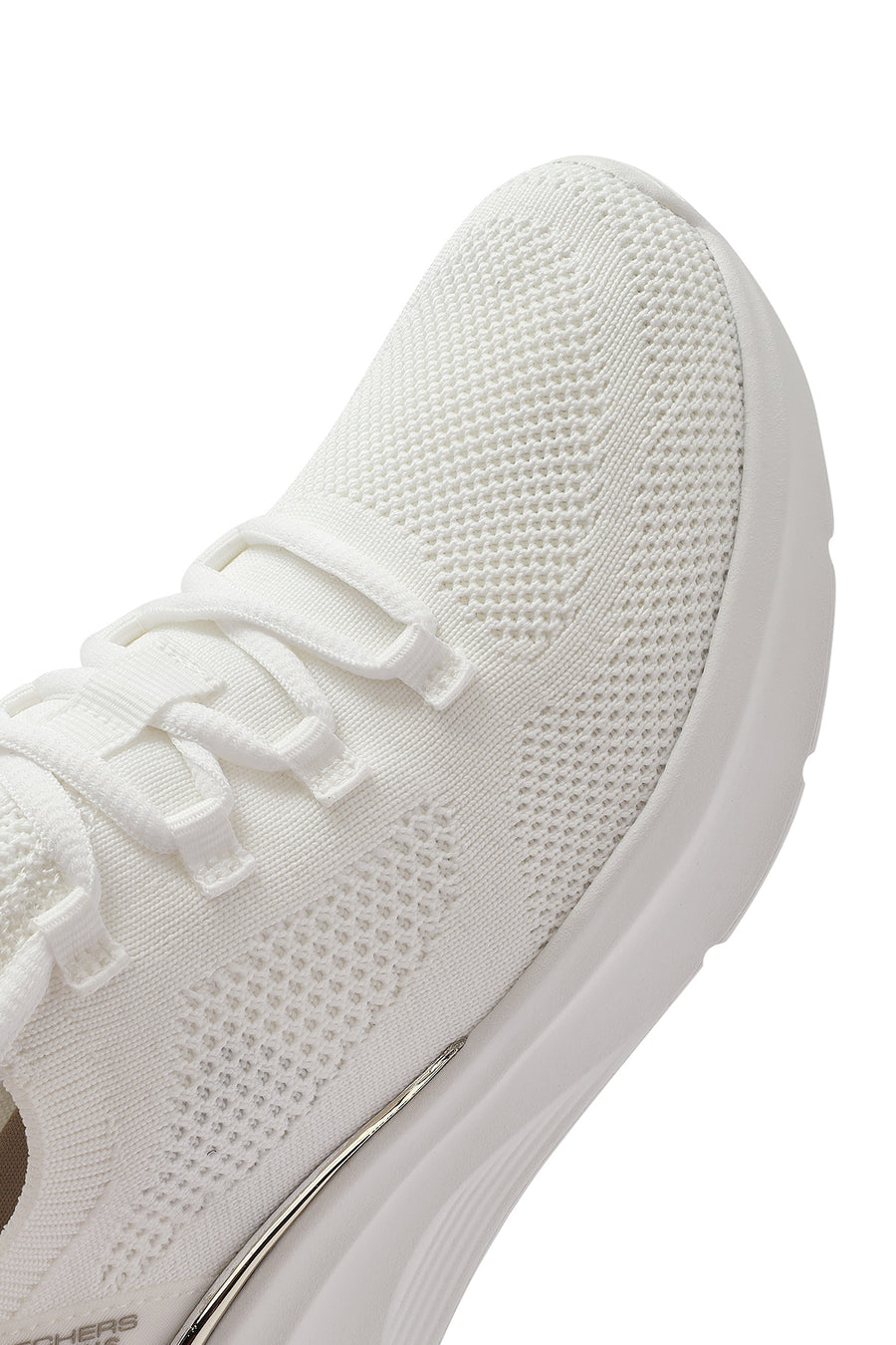 Skechers Women's White Bobs B Love - True Delight Lace-Up Chunky Sole Fabric Sneakers
