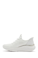 Skechers Women's White Bobs B Love - True Delight Lace-Up Chunky Sole Fabric Sneakers | Derimod