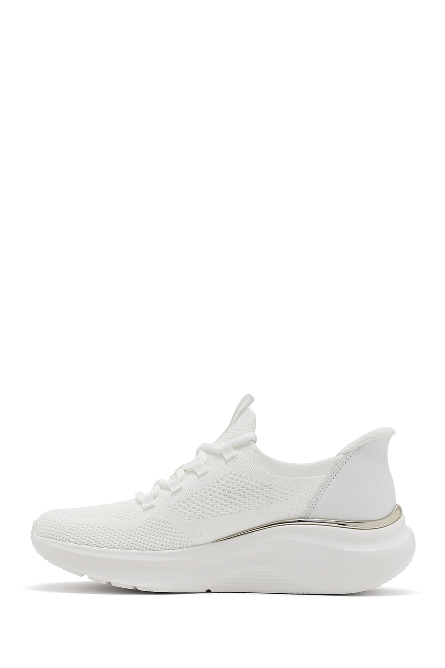 Skechers Women's White Bobs B Love - True Delight Lace-Up Chunky Sole Fabric Sneakers